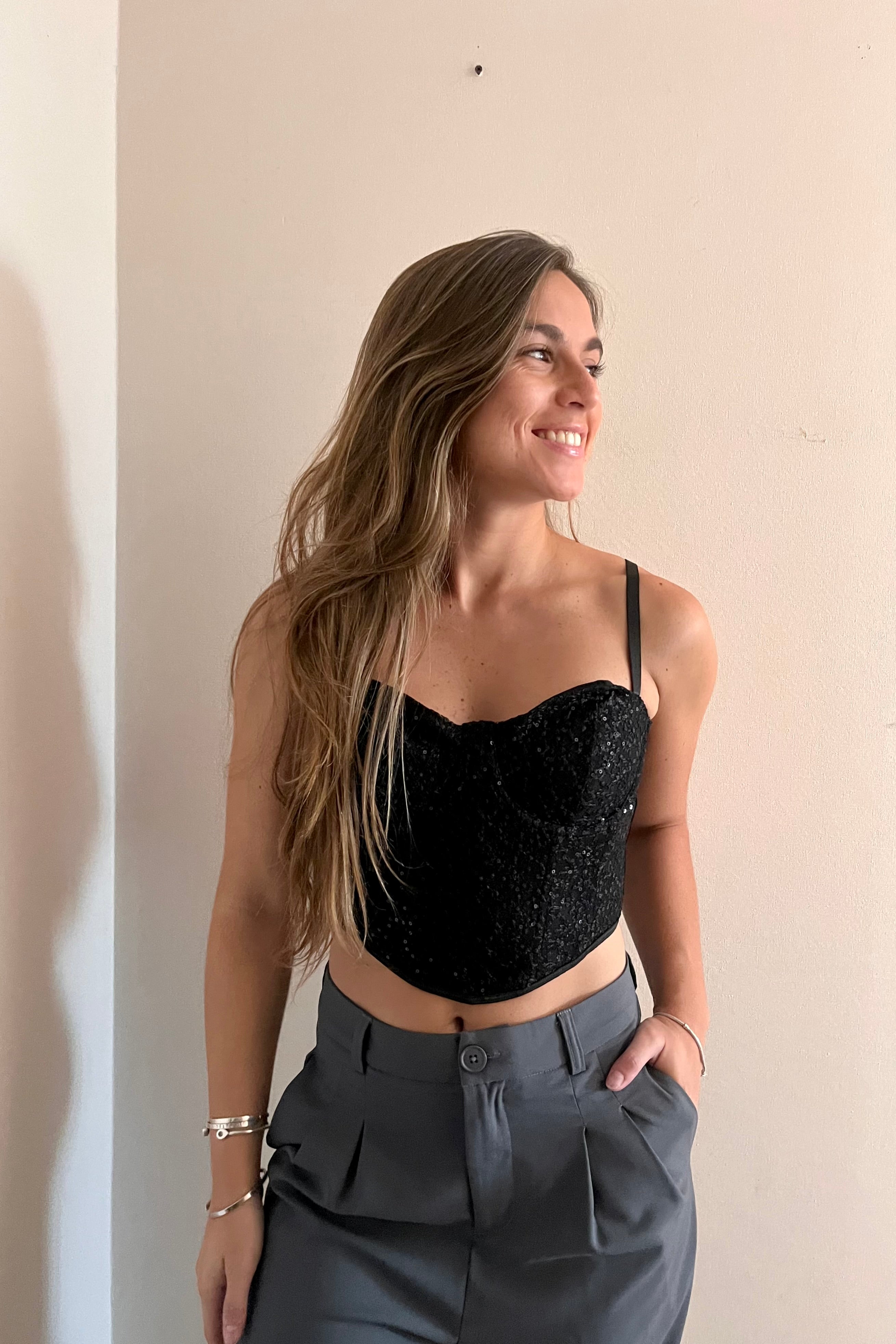 crop top lentejuelas